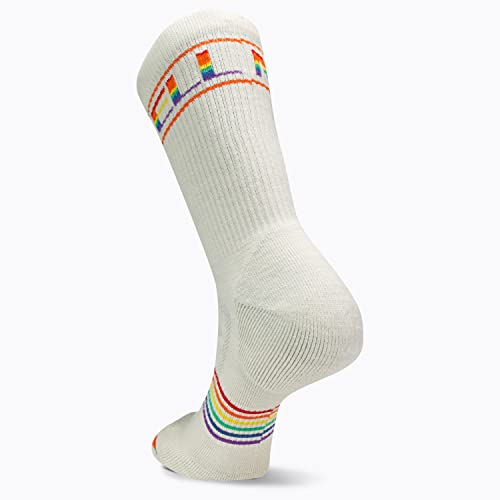 Merrell -men's and -women's Zoned Lightweight Cushion Wool Hiking Crew Socks-1 Pair Pack-Breathable Unisex Arch Support, White Rainbow, Small-Medium