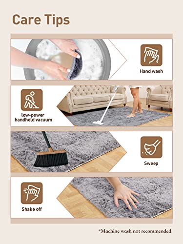 Medeunk 8x10 Area Rugs Solid Grey Super Soft Fluffy Upgrade Sponge Non-Slip No Shedding for Living Room Bedroom Girls/Boys Room Dorm Playroom Lounge Home Decor