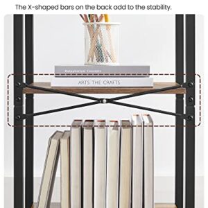 VASAGLE 4-Tier Bookshelf, Small Bookcase, Narrow Book Shelf for Small Space, 9.4 x 15.7 x 42.1 Inches, for Living Room, Office, Study, Entryway, Industrial Style, Rustic Brown and Black ULLS099B01