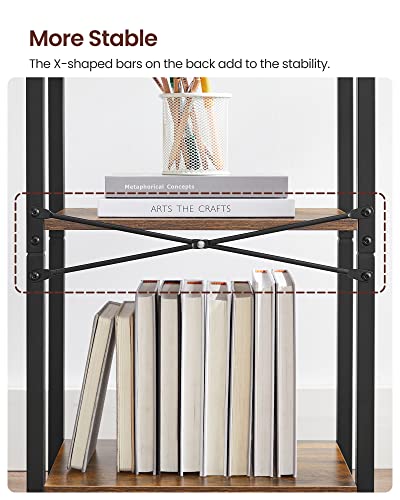 VASAGLE 4-Tier Bookshelf, Small Bookcase, Narrow Book Shelf for Small Space, 9.4 x 15.7 x 42.1 Inches, for Living Room, Office, Study, Entryway, Industrial Style, Rustic Brown and Black ULLS099B01