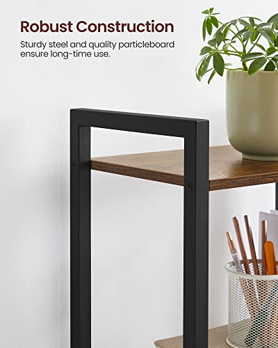 VASAGLE 4-Tier Bookshelf, Small Bookcase, Narrow Book Shelf for Small Space, 9.4 x 15.7 x 42.1 Inches, for Living Room, Office, Study, Entryway, Industrial Style, Rustic Brown and Black ULLS099B01