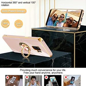 LeYi for Samsung Galaxy S9 Case with 360° Rotatable Ring Holder Magnetic Kickstand, Plating Rose Gold Edge Protective Case for Women and Girls, Pink