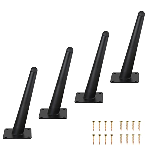 LOSODONA 8 Inch Furniture Legs Set of 4 Oblique Furniture Legs Metal Table Legs Modern Style Sofa Legs Chair Legs Heavy Duty Sofa Replacement Feet for Couch, Nightstand, Ottoman, Cupboard (Black)