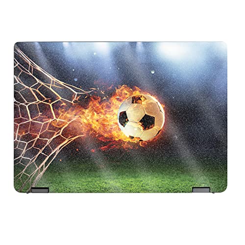 MightySkins Glossy Glitter Skin Compatible with Lenovo IdeaPad Flex 5 16" (2022) Full Wrap Kit - Flaming Soccer Ball | Protective, Durable High-Gloss Glitter Finish | Easy to Apply | Made in The USA