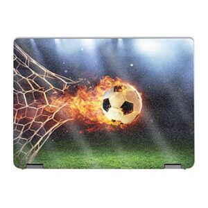 mightyskins glossy glitter skin compatible with lenovo ideapad flex 5 14" (2022) full wrap kit - flaming soccer ball | protective, durable high-gloss glitter finish | easy to apply | made in the usa