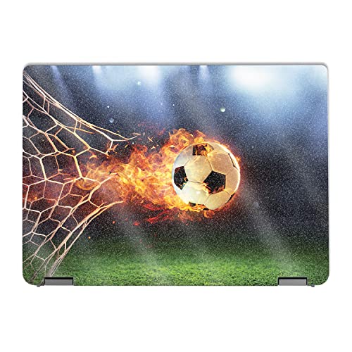 MightySkins Glossy Glitter Skin Compatible with Lenovo IdeaPad Flex 5 14" (2022) Full Wrap Kit - Flaming Soccer Ball | Protective, Durable High-Gloss Glitter Finish | Easy to Apply | Made in The USA