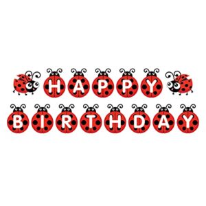 Ladybug Birthday Party Supplies Ladybug Birthday Banner, Cute Ladybird Bday Bunting Sign Ladybird Happy Birthday Banner for Ladybeetle Themed/Insect Theme Baby Shower Decorations