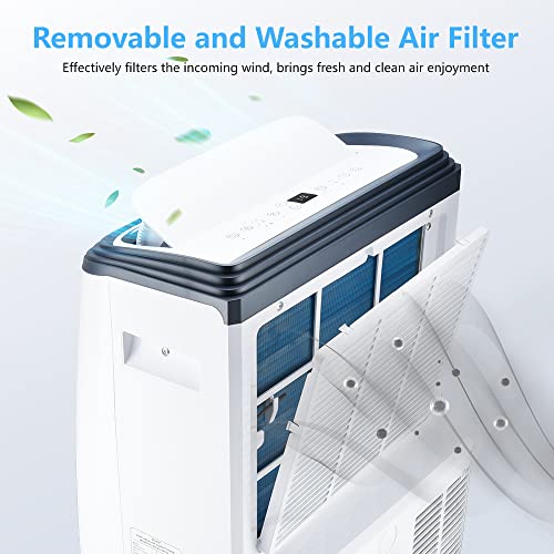 Rintuf 12000 BTU Portable Air Conditioner, Cools Rooms up to 550 Sq.ft, Portable AC with Dehumidifier & Fan & Smart Timer, with Handy Remote, Washable Filter, Universal Wheels, Window Kit