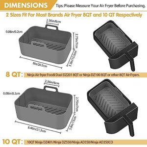 8 QT Air Fryer Silicone Liners Rectangular for Ninja Foodi Dual Reusable Silicone Airfryer Liner Rectangle Silicone Air Fryer Oven Basket (8 * 5.3 inch（8 QT）, DZ201 - Black)
