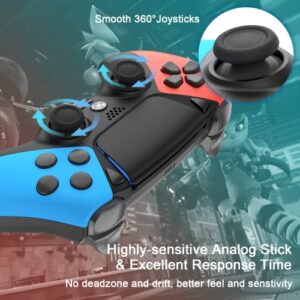 Wireless Controller Compatible with PS4 Controller,Wiv77 Ymir Pa4 Controller Remote Fits for Playstation 4 Controller with Turbo Rapid Fire/Programmable Buttons/1200mAH Battery/Motion Sensor,Red Blue