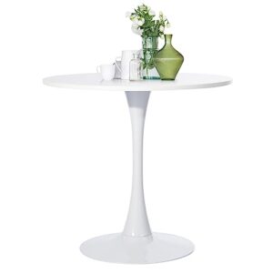 furniturer 31.5" mid-century round dining table for 2-4 people with pedestal base in tulip design for home office living room kitchen leisure, white