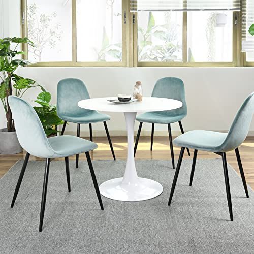 FurnitureR 31.5" Mid-Century Round Dining Table for 2-4 People with Pedestal Base in Tulip Design for Home Office Living Room Kitchen Leisure, White