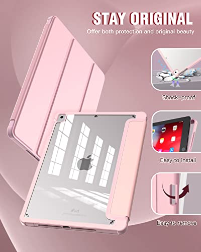 TiMOVO iPad 6th/5th Generation Case (2018/2017), iPad Air 2/Air 1 Case (2014/2013) with Pencil Holder, Slim Protective Clear Transparent Back Case Cover for iPad 9.7 inch, Auto Wake/Sleep, Light Pink