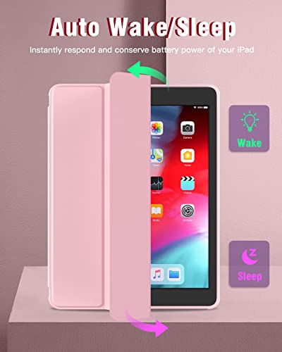 TiMOVO iPad 6th/5th Generation Case (2018/2017), iPad Air 2/Air 1 Case (2014/2013) with Pencil Holder, Slim Protective Clear Transparent Back Case Cover for iPad 9.7 inch, Auto Wake/Sleep, Light Pink