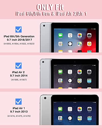 TiMOVO iPad 6th/5th Generation Case (2018/2017), iPad Air 2/Air 1 Case (2014/2013) with Pencil Holder, Slim Protective Clear Transparent Back Case Cover for iPad 9.7 inch, Auto Wake/Sleep, Light Pink