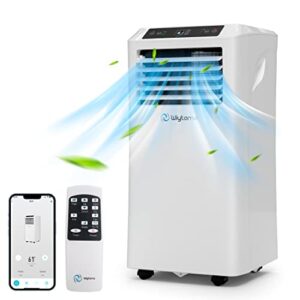 wiytamo 10,000 btu portable air conditioners for room up to 450 sq.ft, smart wifi remote control, 3-in-1 portable ac unit, dehumidifier and fan, exhaust hose & window installation kit included