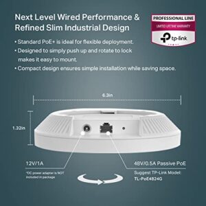 TP-Link EAP613 Wireless Access Point w/o DC Adapter | Ultra-Slim | Omada True Wi-Fi 6 AX1800 | Mesh, Seamless Roaming, WPA3, MU-MIMO | Remote & App Control | PoE+ Powered | Multiple Controller Options
