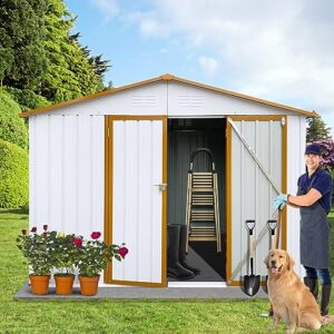 morhome sheds & outdoor storage,6 x 8 ft outdoor storage shed, metal garden tool shed, outside sheds & outdoor storage galvanized steel with lockable door for backyard
