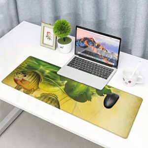 Fish Fishing Lily Pads Lake Bluegill Panfish Underwater Mouse Pads,31.5 X 12 Inch XXXL Mat Rubber Base Pad Sets Oversized Mousepad Desk Mat for Gaming