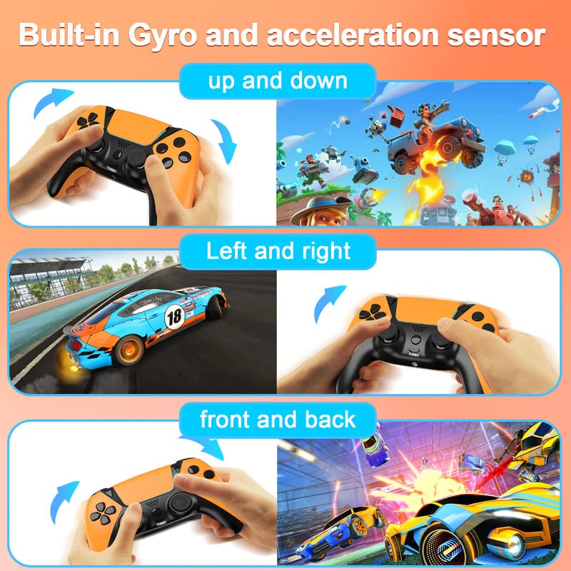 TOPAD Ymir Control for PS4 Controller,Elite Game Remote for Playstation 4 Controller with Turbo/Programming Function/Precise Joystick/Vibration,2023 New Orange Wireless Gamepad for PS4/Slim/Steam/PC