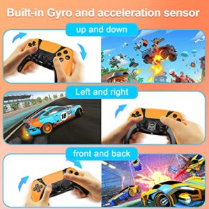 TOPAD Gamepad Replace for PS4 Controller,Ymir Remote for Playstation 4 Controller with Dual Vibration/Turbo/Remappable Function, Scuf Wireless Pa4 Mando for PS4 Console/Pro/Slim/Steam/PC, Orange