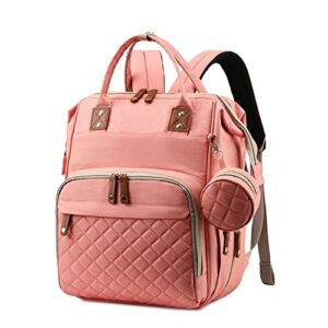 tutchy baby diaper bag backpack with changing station pad, 3 in 1 diaper backpack for dads and mums, large waterproof travel bag (pink)