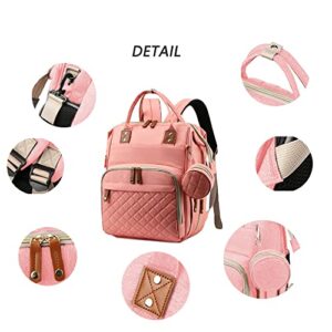 TUTCHY Baby Diaper Bag Backpack With Changing Station Pad, 3 In 1 Diaper Backpack For Dads and Mums, Large Waterproof Travel bag (Pink)