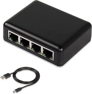 sinloon rj45 network splitter adapter gigabit,1000mbps ethernet cable splitter, cat5,cat6,cat7,rj45 network extension connector,four devices share the internet at the same time (black gigabit 1 to 4)