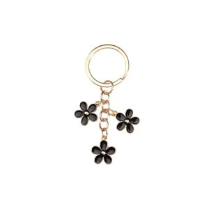 fuqimanman2020 1~4 pcs flowers charms enameled keychain cute flowers chain tassel keyring gifts purse bag accessories(black)