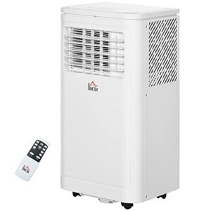 homcom 8,000 btu portable air conditioners with remote, for rooms up to 344 sq. ft., cool dehumidifier fan 3-in-1 portable ac unit with window kits, white