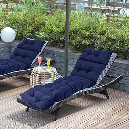 SEAHOME Chaise Lounge Chair Cushions Long Bench Cushion for Outdoor Furniture, All Weather Replacement Indoor Outdoor Padded Recliner Chair Cushion with Non-Slip Back Elastic Sleeve (Navy Blue)