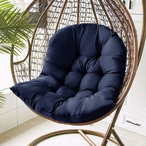 SEAHOME Hanging Basket Hanging Egg Chair Cushions,Indoor/Outdoor Swing Chair Cushion,Waterproof Soft Comfy Hammock Chair Seat Pads Back Cushion,Basket Chair Cushion for Patio Garden (Navy Blue)