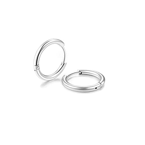 Small Silver Unisex Cartilage Hoop Earrings,316L Surgical Stainess Steel Huggie Hoop Earrings for Helix Tragus Cartilge Lobes Hinged Sleeper Earrings for Men Women(9mm, Silver)