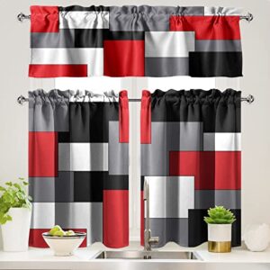 haisuka red kitchen curtains tiers and valances set of 3 black grey red kitchen decor and accessories abstract art kitchen window curtains for cafe living room