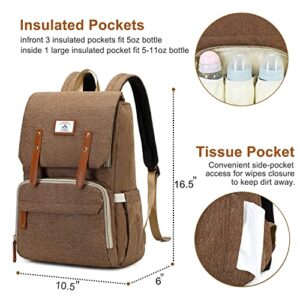 Terzini Bear Small Diaper Bag Backpack, Diaper Bags for Baby with USB Charging Port,Changing mat,Stroller Hooks (Brown)