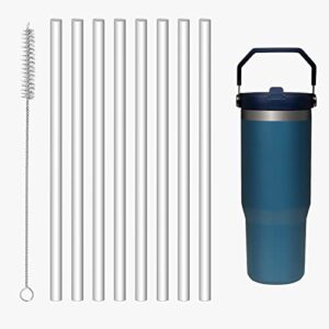 replacement straws for iceflow stainless steel tumbler, 8 pack reusable straws plastic straws with cleaning brush compatible with stanley iceflow 30oz tumbler stanley flip straw tumbler