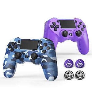 asldpuo 2 pack wireless controller compatible with playstation 4/slim/pro/ps4，with double shock/stereo headset jack/touch pad/six-axis motion control
