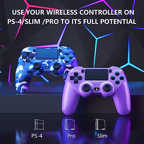 ASLDPUO 2 Pack Wireless Controller Compatible with Playstation 4/Slim/Pro/PS4，with Double Shock/Stereo Headset Jack/Touch Pad/Six-axis Motion Control