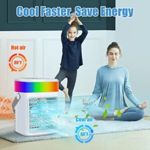 Portable 4-in-1 Air Conditioner with 3 Wind Speeds, 500ML Water Tank, Evaporative Air Coole with Timer and Spray Function, Personal Cooling Fan for Bedroom, Office, Desk and Camping