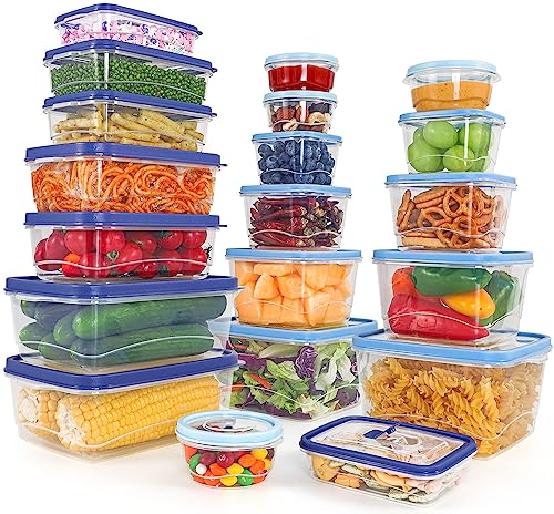 GiFBERA 40-Piece Food Storage Containers with Lids and Vent (20 Containers & 20 Lids) - Food Grade Kitchen Organization for Leftover, Meal Prep, Lunch - Microwave Dishwasher Safe