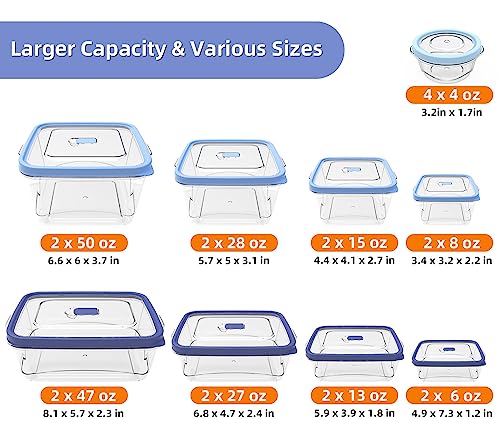 GiFBERA 40-Piece Food Storage Containers with Lids and Vent (20 Containers & 20 Lids) - Food Grade Kitchen Organization for Leftover, Meal Prep, Lunch - Microwave Dishwasher Safe