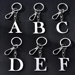 Hongeely Initial Letter Key chain Silver for Men Women Bright 304 Stainless Steel Alphabet Keychain Ring for Girls Boys (Silver letter A)