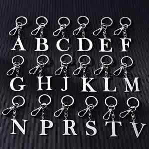Hongeely Initial Letter Key chain Silver for Men Women Bright 304 Stainless Steel Alphabet Keychain Ring for Girls Boys (Silver letter A)