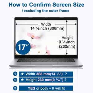 IPROKKO Laptop Privacy Screen 17 Inch for HP Dell Acer Asus Lenovo Thinkpad Envy XPS, 16:10 Aspect Removable 17in Anti Blue Light Glare Privacy Filter Shield, Anti Spy Computer Monitor Security Protector