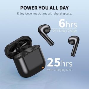Bluetooth Earbuds, Environmental Noise Cancellation 4 Mic Call Noise Cancelling Ear Buds Stereo Sound Deep Bass Bluetooth Headphones IPX6 Waterproof True Wireless Earbuds for Sport and Working