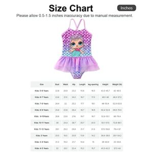 L.O.L. Surprise! Kid Girl Mesh Splice Mermaid Onepiece Slip Swimsuit Light Purple Kids: 11-12 Years