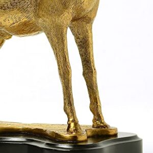 R REALONG 16.9'' Gold Bronze Stag Statue Metal Deer Sculpture Ornament for Home Decorative