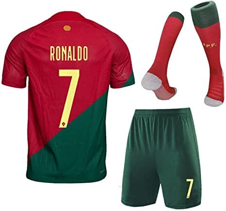 Football Jersey No.7, Soccer Jersey, Sports Fans Outdoor T-Shirt Boys Kids Youth Jersey Shirt Socks Soccer Shirt Gift Kit Set (S (h 63-65in w 99-121lb))