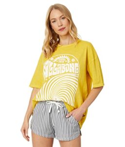 billabong women's short sleeve graphic t-shirt, honeybee hello sunshine, medium