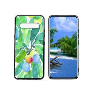 heolculwo compatible with lg v60 thinq 5g phone case, summer-fruit-watercolor-2 case silicone protective for teen girl boy case for lg v60 thinq 5g